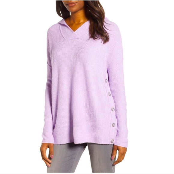 Caslon Sweaters - Caslon Side Button Hooded Sweater